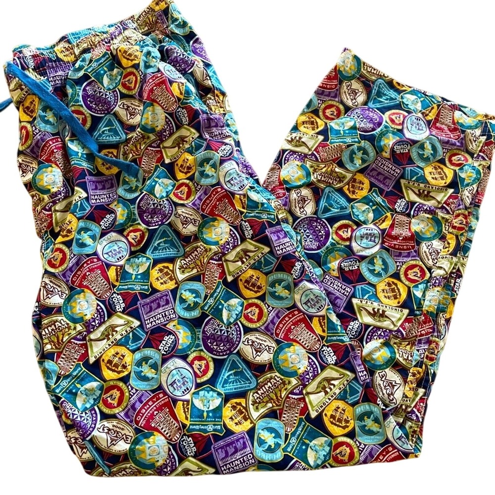Disney Parks Lounge Pajama Pants‎ All Over Print Souvenir Travel Theme